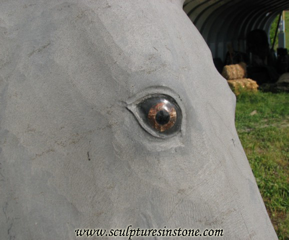 Stone Sculpture of a grey horse