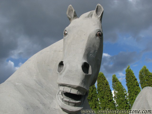 Stone Sculpture of a grey horse
