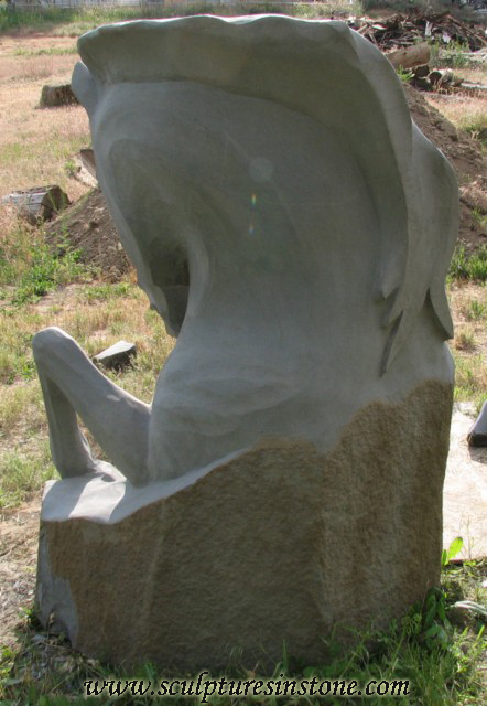 Stone Sculpture of a grey horse