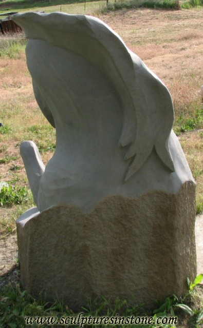 Stone Sculpture of a grey horse