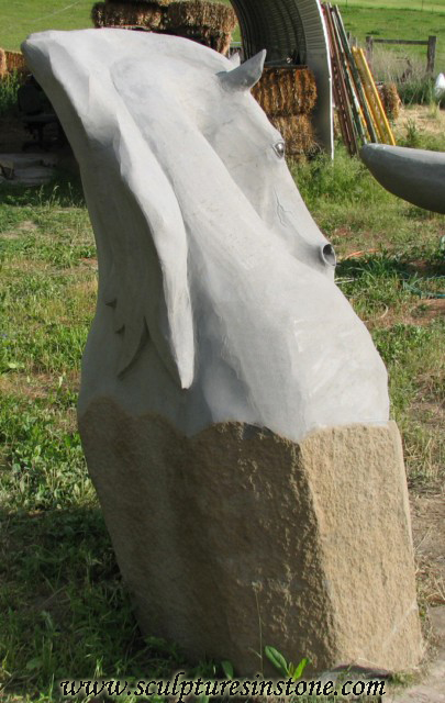 Stone Sculpture of a grey horse